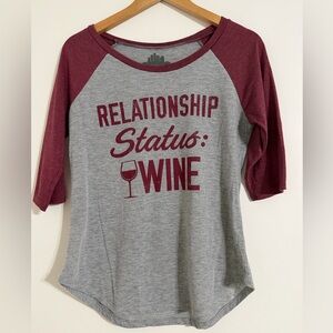 Women's Gray and Burgundy Raglan Top Size Medium